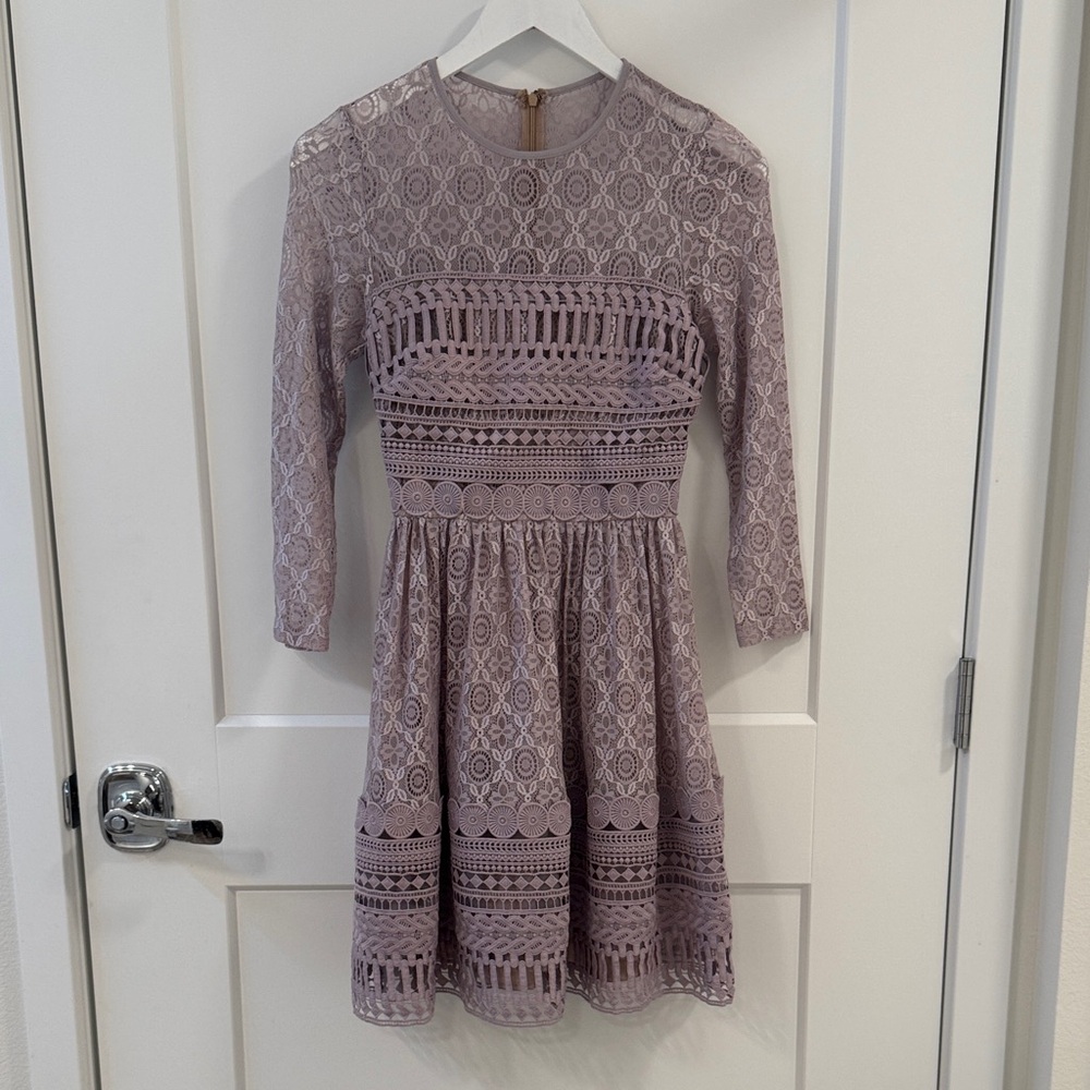 ASOS Lace Long Sleeve Dress in Lavender